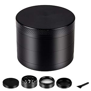 Loomiloo Grinder 4-delig van aluminium I Ø 50 mm I Voor het malen van kruiden en tabak I Cruncher met pollenvak en…