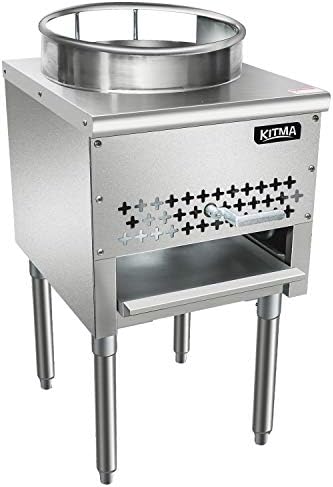 KITMA 16" Gas Wok Range - Commercial Natural Gas Cooking Range- Restaurant Equipment, 110,000 BTU
