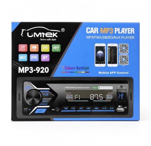 Image of MP3-920 Car Stereo MP3 Player with Bluetooth, FM Radio, USB, TF Card & AUX, 45W x 4 Output, 7-Color LED Backlight