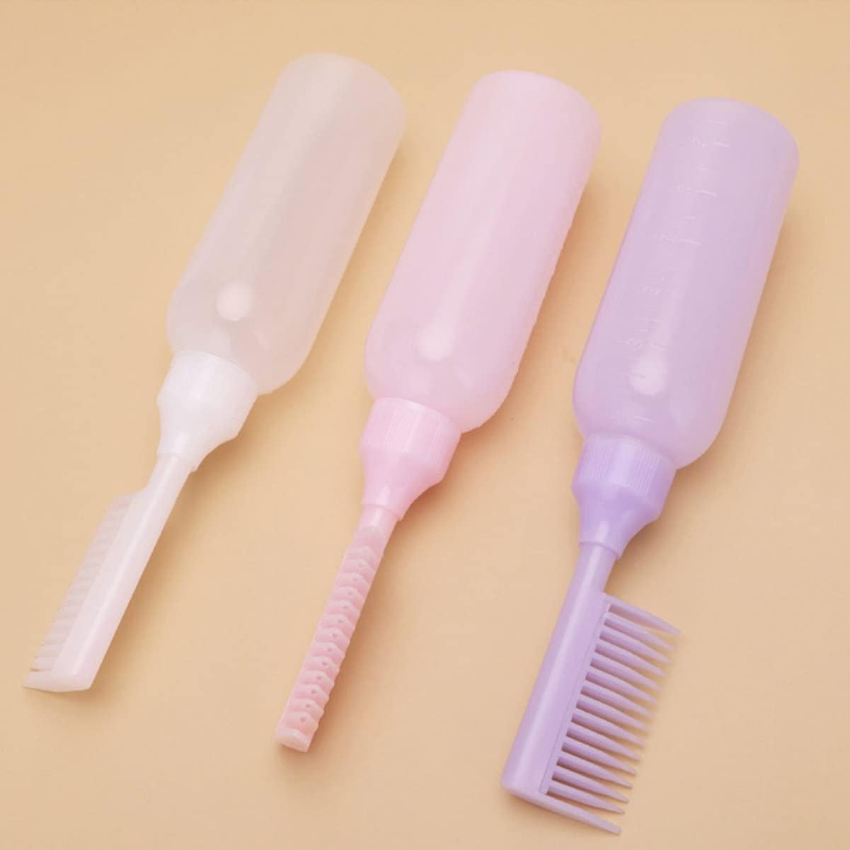 3pcs Hair Dye Applicator Bottles Comb for Even Color Application Home Hair Coloring Kits for Barbers and Stylists