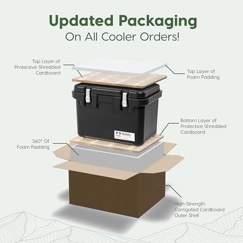 Image of IRIS USA Hugel 44 Qt Cooler, Metal Buckle, Leak Resistant, Rotomolded, Gray | Bungee straps for ice pack storage, Heavy Duty, Molded Handles, Portable, Vacuum Insulation