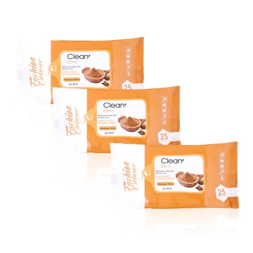 Image of Fashion Colour Platinum Clean It Zero Hand and Face Cleaning Wipes, 25 Wipes, Wet Wipes for Face, Hydrating, Refreshing, Soothing (25N, Multani Mitti) Pack of 3