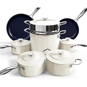Nuwave Lux 13pc Forged Lightweight Cookware Set PFAS Free, Healthy G10 Duralon Ceramic Coating, Ultra Non-Stick, Stay-Cool Handles, Works on All Cooktops & Induction Ready