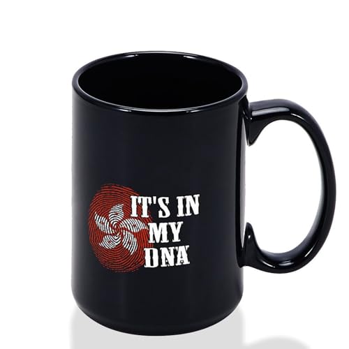 Yelolyio Kaffeetasse mit der Aufschrift 'It's In My DNA Hong Kong Fingerabdruck', Schwarz, Kaffeetasse aus Keramik, Geschenk für Freundin, Mutter, Vater, Schwester, Lehrer, 425 ml, spülmaschinen- und