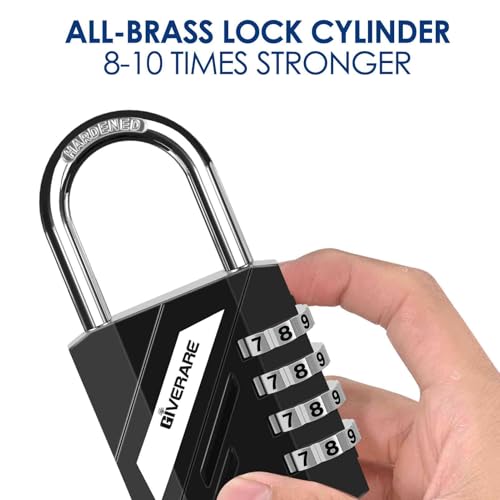 Image of 2 Pack 4-Digit Combination Lock, Heavy Duty Padlock Metal, Outdoor Alloy Locks with Hardened Steel Shackle, High Security Weatherproof Large Padlocks for Gym, School, Locker, Fence, Gate, Hasp-Black