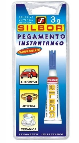 SILBOR - Adhesivo instantáneo, Cianoacrilato, Líquido, Formulación a base de caucho, para Cuero, Botella, Cianoacrilato, Secado rápido, Varios materiales, waterproof