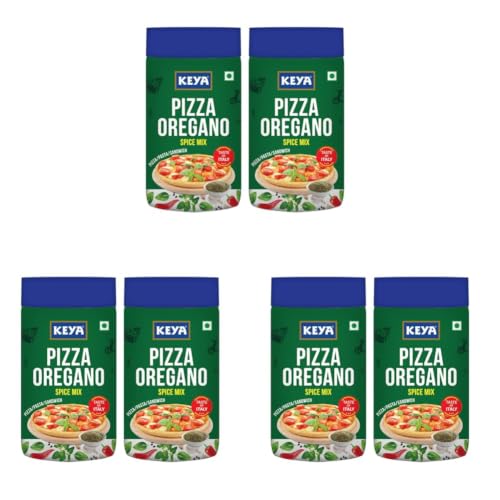 Image of Keya Italian Pizza Oregano | Pizza Oregano Spice Mix|Healthy Italian Seasoning|Multipurpose Seasoning| 100% Natural|Vegan| Zero Preservatives, Artifical Colours & Flavours |No MSG | Marinade Mix, Dip Mix, Sprinkler |Perfect for Pizza, Pasta, Garlic Bread, Sweet Corn, Makhana | 75g /80g | Pack of 6