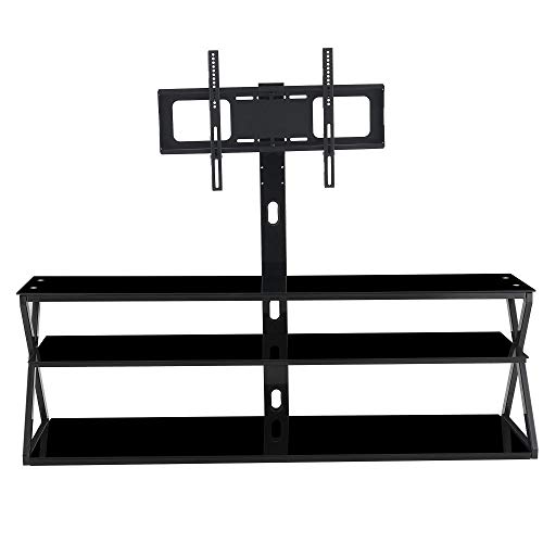 N / A Black Universal Swivel Tv Stand with Mount with Storage,Height Adjustable,Floor