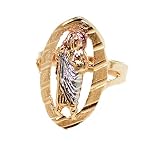 San Judas Tadeo tres tono de oro con CZ anillo chapado en oro de 18 K, talla 8 – Saint Jude Thaddeus anillo