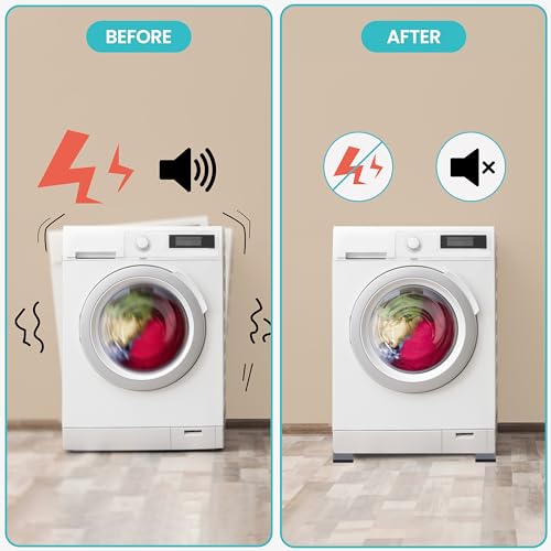 Belle Vous 4 Pak Anti-Vibratie Voetjes voor het Wasmachine - Non-Slip, Geluidsdempend & Schokabsorberende Matjes voor Wasmachine en Droger - Rubberen Stabilisatievoetjes Tegen Bewegen & Schudden - Afbeelding 6