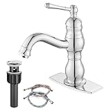 gotonovo Bathroom Sink Faucet Polish Chrome Long Spout Deck Mount Lavatory Vanity One Hole Mixer Tap