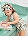 UNICOMIDEA Baby Girl Clothes 12-18 Months Backless Fashion 3D Hawaiian Flowers Infant Bodysuit with Bow-Knot Headband Green Summer Adjustable Strap Newborn Romper Daily