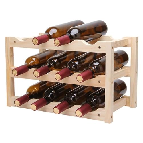 Soporte para botellas de vino de madera 12 botellas miniatura 3