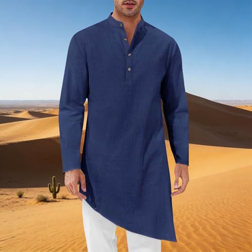 Dobladillo irregular en bata musulmana para hombre CHUNOTU transpirable 2