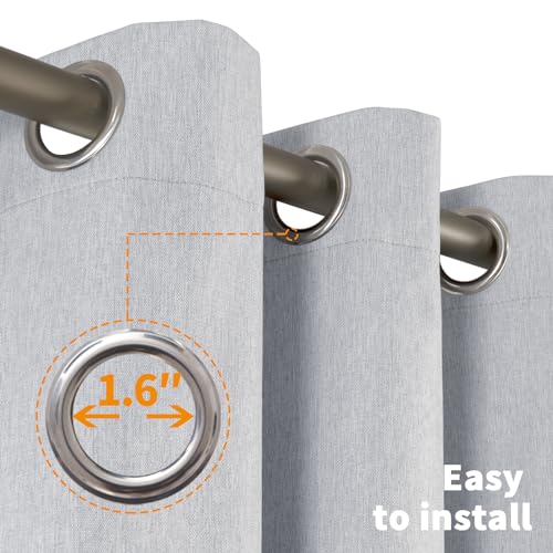 Image of YoungsTex Grey Linen 100% Blackout Curtains 63 Inch Length for Bedroom, Full Room Darkening Grommet Thermal Insulated Drapes, 2 Panels, 52 X 63 Inch