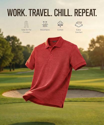 Image of Scott International Men's Cotton Polo T-Shirt | Regular Fit | Breathable & Soft Fabric | Classic Collar with Button Placket | Casual & Office Wear | Summer Essential Polo Tee for Men