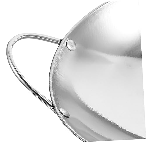 Wok de acero inoxidable grueso con dos asas PRETYZOOM 2 piezas miniatura 3