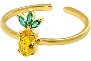 Tropical Treat: CZ Pineapple Thin Sterling Silver Fruit Ring Jewelry