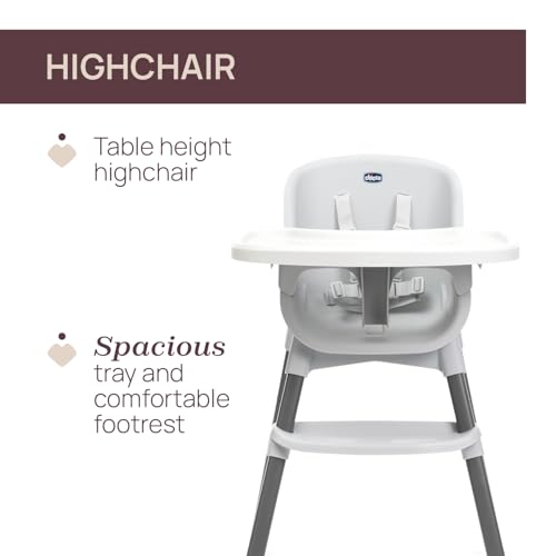 Image of Chicco Zest Highchair (Moon Grey) |4-in-1 Multi-Use highchair | 6 Months up to 27 kg (7 Years) | Ultra-Lightweight 4.5 kg