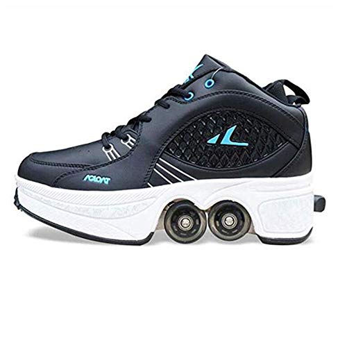 WYEING. Deformation Roller Schuhe Kinder Studenten Roller Schuhe Skateboard Schuhe Skating Outdoor Sports Lazy Travel,38 Cover