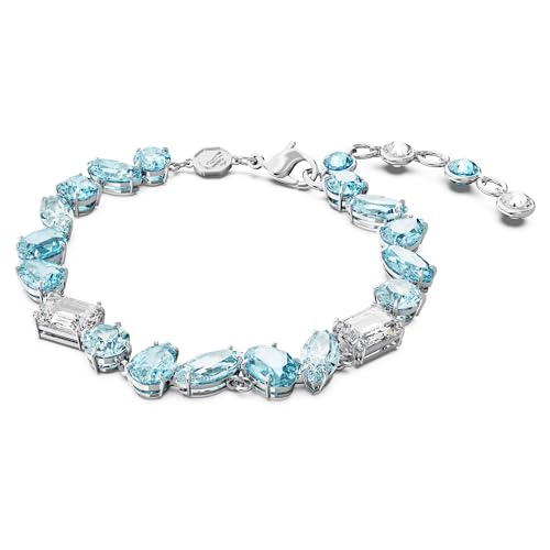 Swarovski Gema Soft Bracelet, Blue Crystals, Mixed Cuts, on Rhodium Finished Band, Part of the Swarovski Gema Collection2