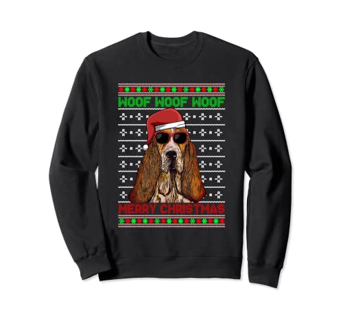 Basset Hound Cane divertente Woof Merry Christmas Felpa