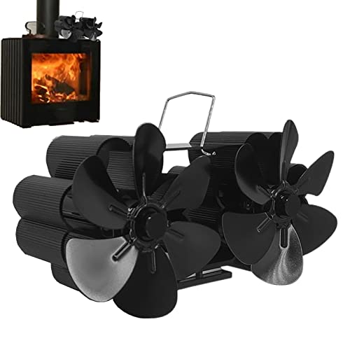 Thermal Power Fan, 12 Blade Wood Stove Fan for Pellet Stove, Dual Motor