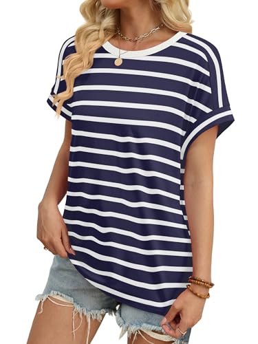 Image of WIHOLL Womens Tops Short Sleeve Shirts Summer Outfits 2026 Spring Dressy Casual Clothes Clothing
