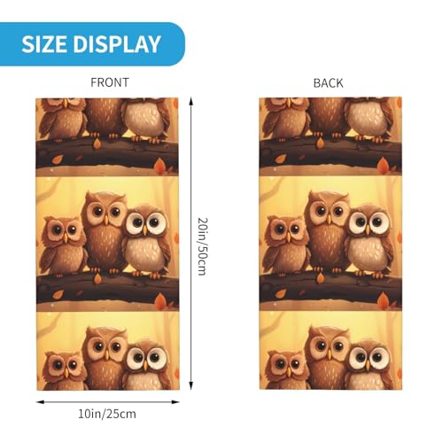 Cute Brown Cartoon Owls Printed Multifunctional sports headscarf Headband, face mask, wristband2