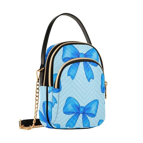 Blue Bows Shoulder Bags for Women Retro Classic Handbag Purse Small Purses with Chain2