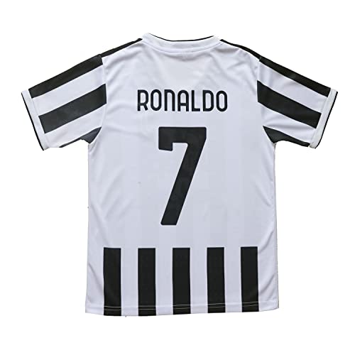 LeenBD 2021/2022 New #7 Ronaldo Kids Soccer Jersey & Shorts Youth Size (White,26..)