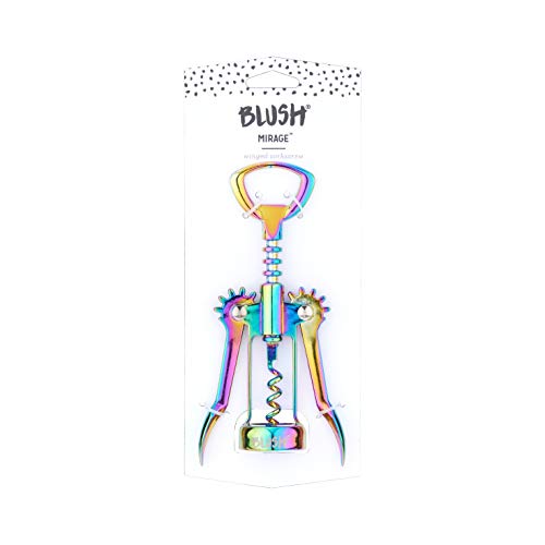 Blush Winged Corkscrew, Iridescent Bottle Opener, Cork Remover, Rainbow Wine Gift Accessory, Mirage, Set of 1