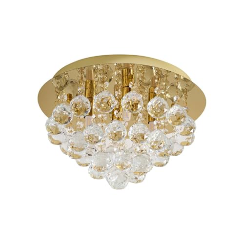 Lindby Kristall Deckenlampe goldfarben Ø 35 cm, Kronleuchter Deckenleuchte...