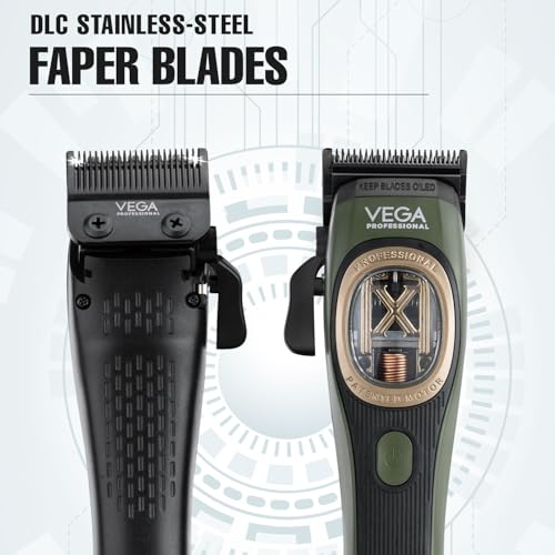 Image of VEGA PROFESSIONAL Vector 2.0 Cordless Hair Clipper with Smart Torque Control Technology| DLC Stainless Steel Faper Blades| 150 Min Runtime| Trimmer /Clipper for Hair Cutting| 6 Magnetic Combs (VPPHC-12)