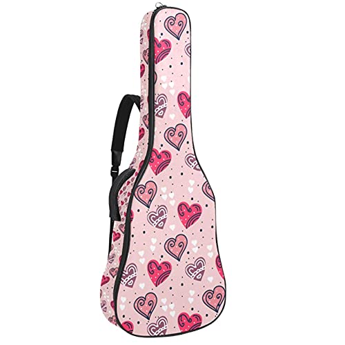 Housse guitare basse et classique étanche à motifs cœurs