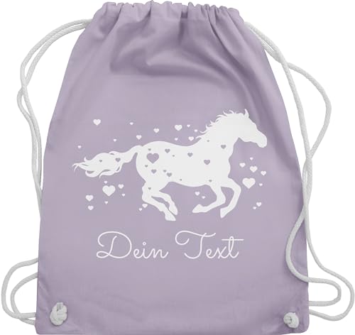 Turnbeutel Rucksack - Pferde - Pferd Dein Name Wunschtext Text - Unisize - Pastell Lila - für pferdeliebhaber pferderucksäcke pferden voltigier beutel personalisiertes pferderucksack pferdemotiv