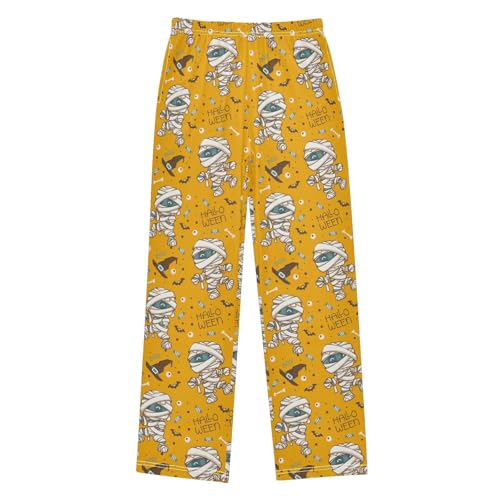 ZZKKO Halloween Mummy Cute Cartoon Boys Pants for Kids Jogger Pants with Pockets S-XL