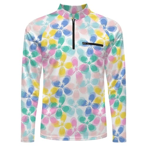 Mens Long Sleeve Mesh Fishing Shirts Tie Dye Leaf and Flower Rash Guard Fishing Running Tshirt Sun Protection Tee4