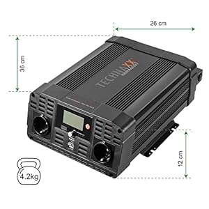 Invertitore di potenza Technaxx Inverter a onda sinusoidale pura da 12 Volt 2000 W Inverter e convertitore di alimentazione per auto da 12 V a 240 V Inverter da CC CA Inverter di potenza da 12 V TE22 - immagine 3