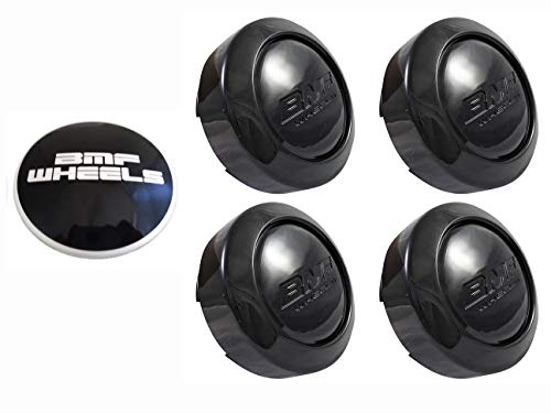 BMF Wheels Center Caps Gloss Black Shorty- Fits All 8 Lug (4 CAPS) + 1 Set Sticker Logos