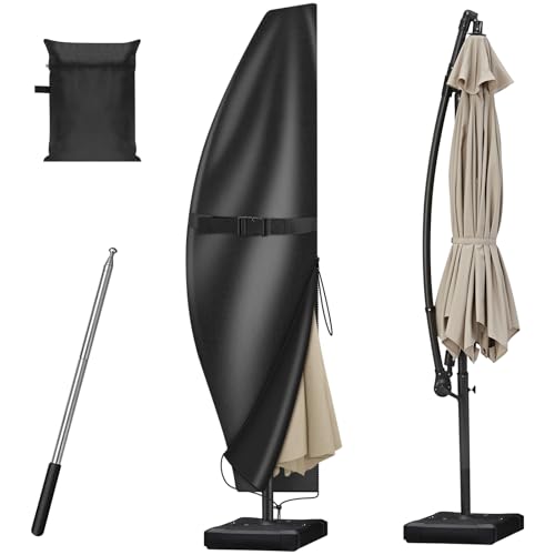 GLOSKIN Copriombrellone da Esterno, Copri per Ombrellone da 2 a 4 m con Asta, Copertura Del Parasolo, Protezione Resistente Alle Intemperie e UV, Copri Ombrellone da Giardino