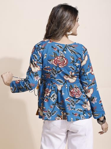 Image of Youthnic Women's Poly Rayon Printed Alia Cut Peplum Top | Top for Office | Women's Tunics | Short Kurti Women| Regular Fit
