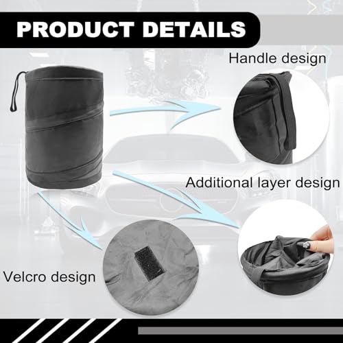 Image of Car Trash Can, Collapsible Pop-up Water Proof Bag Portable Garbage Bin, Car Trash Bag with Elastic Band Hanging, Double-Layer Washable Trash Can for Car
