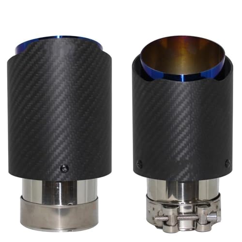 Embout d'échappement universel droit en carbone mat et acier inoxydable bleu 54mm-89mm - 6