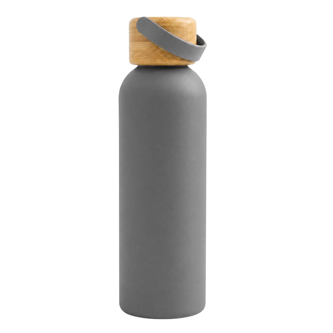 Frosted Glass Water Bottle - Bamboo Cap -8 Frosted Glass Water Bottle - Bamboo Cap -8