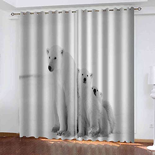 Rideaux occultants d'enfant 3D ours blanc à oeillets polyester - 2