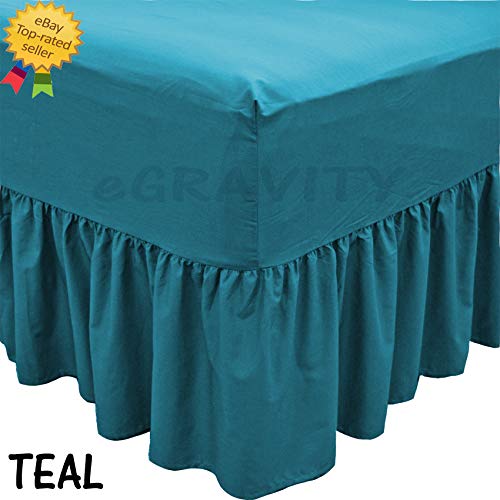 Percale Extra Deep Fitted Valance Sheet (Double, Teal)