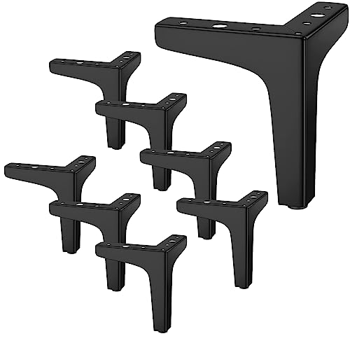 TOOSOAR Lote de 8 Patas para Muebles, Patas para Muebles 10 cm, Soportan hasta 600 KG, Color Negro, Soporte de Mesa de Hierro Forjado/Sofá, Pata para Mueble de TV, Armario
