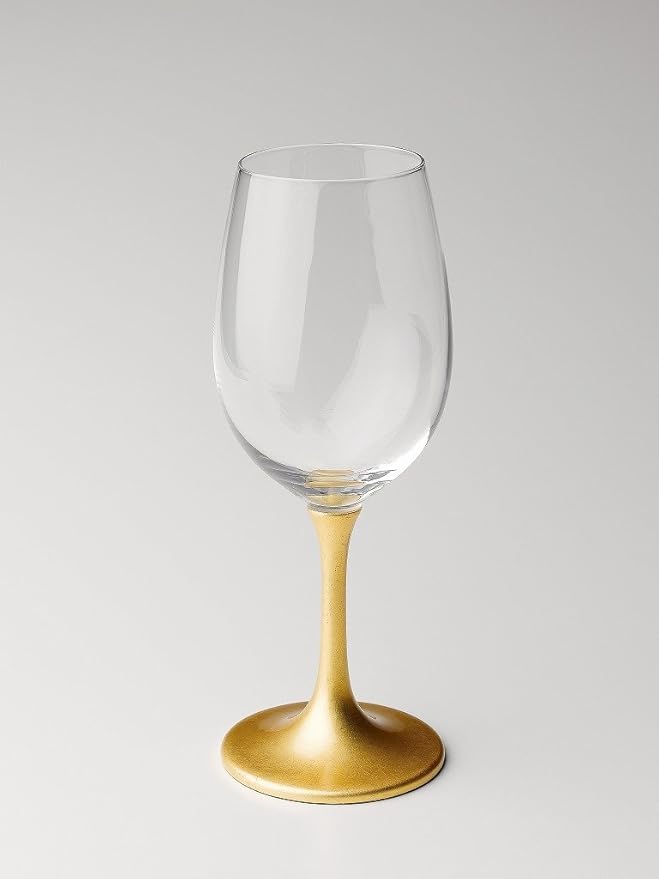 FALKOR Luxury Glassware - 440 ML Japanese Gold Colour Plated Long stemmed Sparkling Champagne/Wine Glasses for White or Red Wine- Set of 6. for a Party, Gifting or Even Display at Your bar of Home 3