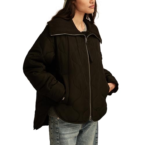 Lucky Brand Women's Quilted Jacket with Ribbed Collar3